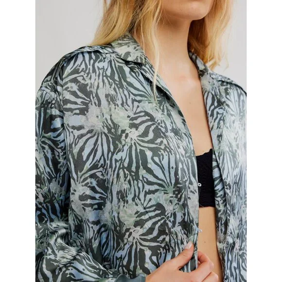 Free People Blue Patterned Pajama Set NIP - Picture 4 of 6